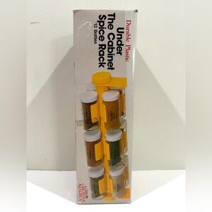 Rare New Vintage Yellow Rotating Wall Mount Under Counter Spice Rack Glass Jars